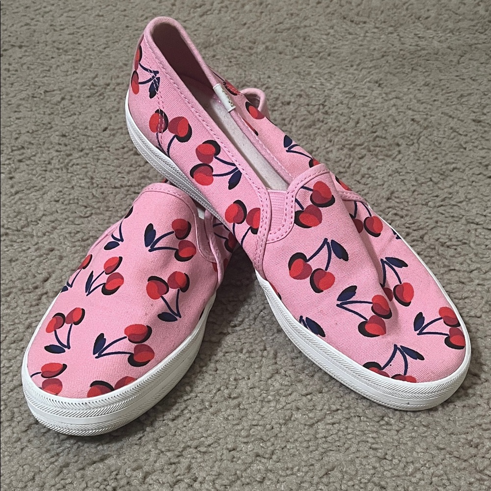 Cherry Print Pink Women's Flats